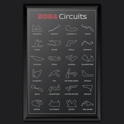 2024 Formula 1 Circuits Black Print