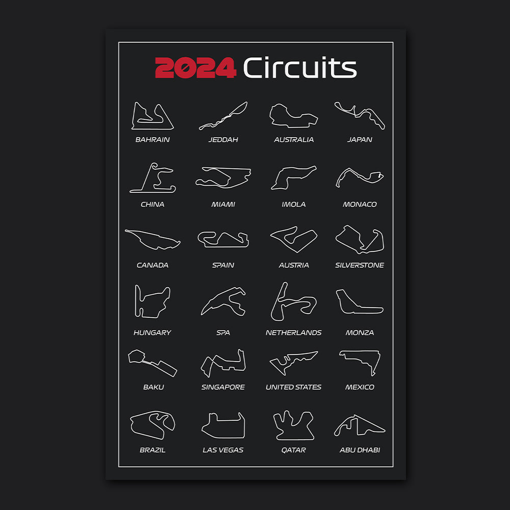 2024 Formula 1 Circuits Black Print