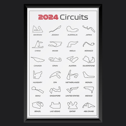 2024 Formula 1 Circuits White Print