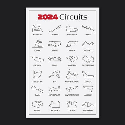 2024 Formula 1 Circuits White Print